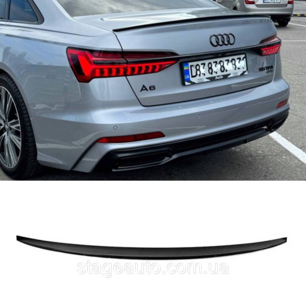 Спойлер багажника Audi A6 C8 2018-2025 стиль S4 (ABS пластик) Ауди А6 Ц8 черный глянец