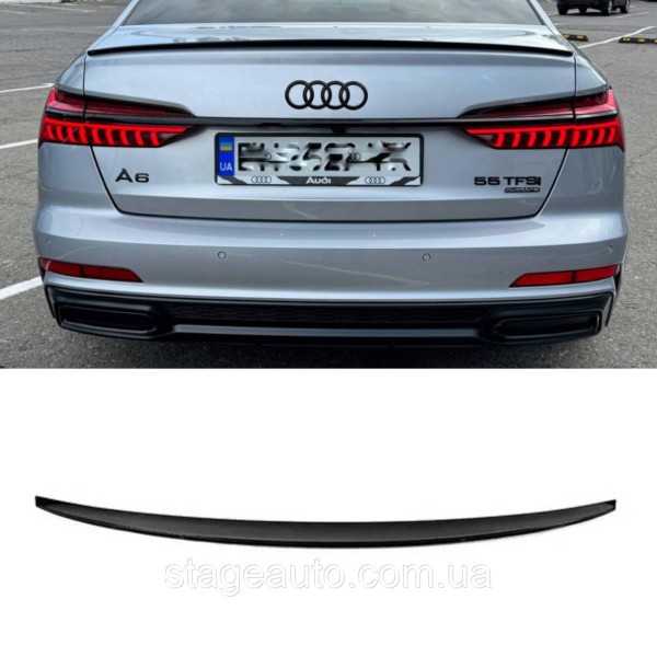 Спойлер багажника Audi A6 C8 2018-2025 стиль S4 (ABS пластик) Ауди А6 Ц8 черный глянец