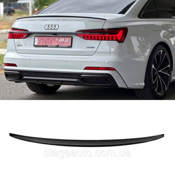 Спойлер багажника Audi A6 C8 2018-2025 стиль S4 (ABS пластик) Ауди А6 Ц8 черный глянец