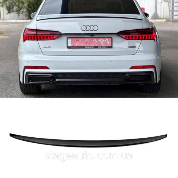 Спойлер багажника Audi A6 C8 2018-2025 стиль S4 (ABS пластик) Ауди А6 Ц8 черный глянец