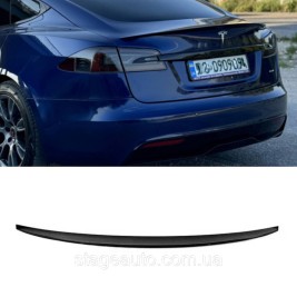 Спойлер багажника TESLA MODEL S 2012-2024 (ABS пластик) Тесла модел С черный глянец