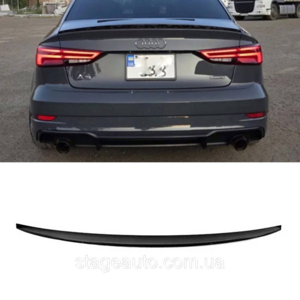 Спойлер багажника Audi A3 8V 2013-2020 стиль S3 (ABS пластик) Ауди А3 8В черный глянец