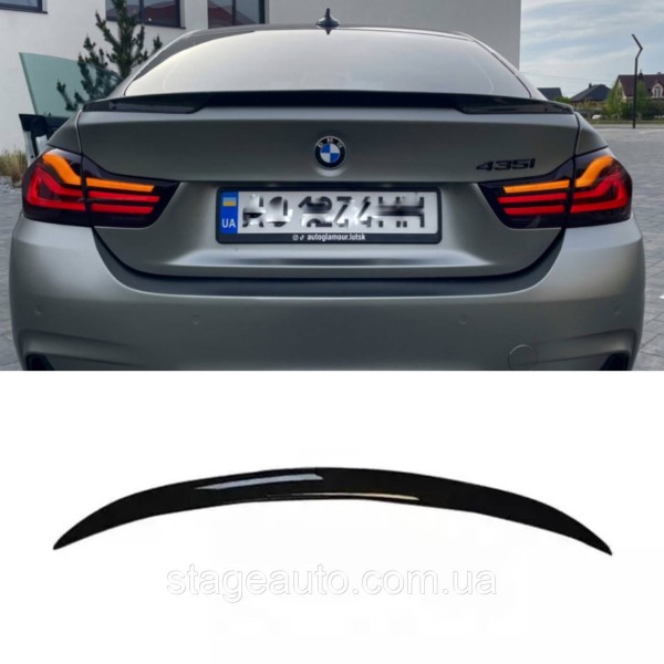 Спойлер багажника BMW 4 F36 2014-2020 стиль М Perfomance (ABS пластик) БМВ Ф36 черный глянец