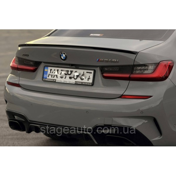Спойлер багажника BMW 3 G20 2019-2022 стиль М Perfomance (ABS пластик) БМВ Г20 черный глянец