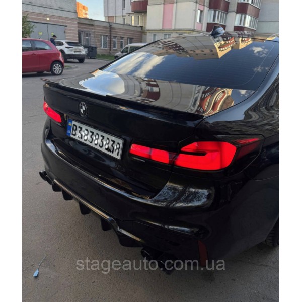 Спойлер багажника BMW 5 G30 2017-2024 стиль М4 (ABS пластик) БМВ Г30 черный глянец