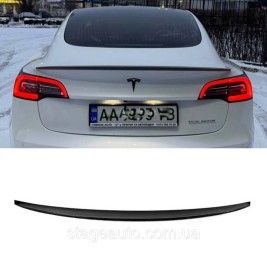 Спойлер багажника TESLA MODEL 3 2016-2023 (ABS пластик) Тесла модел 3 черный глянец