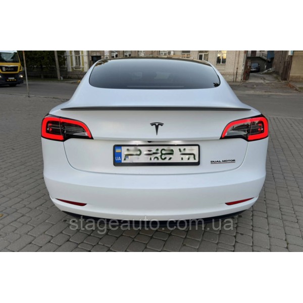 Спойлер багажника TESLA MODEL 3 2016-2023 (ABS пластик) Тесла модел 3 черный глянец