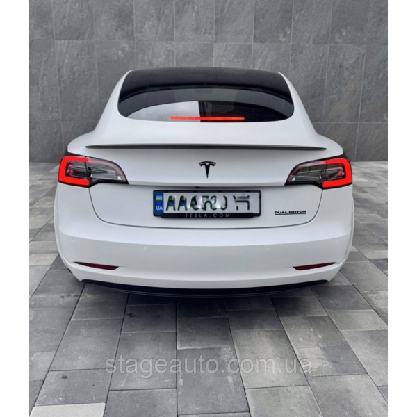 Спойлер багажника TESLA MODEL 3 2016-2023 (ABS пластик) Тесла модел 3 черный глянец