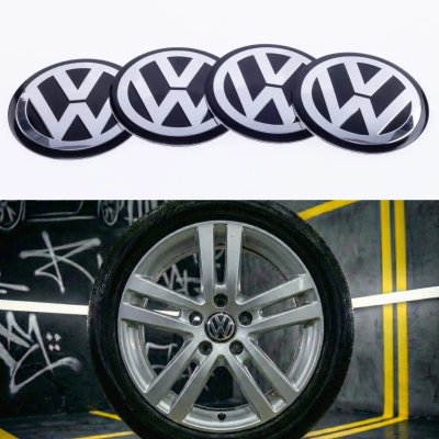 Наклейки на ковпачки заглушки в диски VW Volkswagen Фольксваген 56 мм Чорні 4 шт