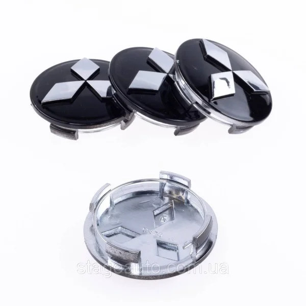 Caps plugs for alloy wheels MITSUBISHI Mitsubishi 60 mm Black, chrome