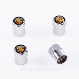 Protective caps for valve nipples Porsche 4 pcs Chrome