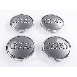 Caps plugs for alloy wheels Audi Audi 61 mm Gray Chrome rim 8W0601170, 4M0601170 set