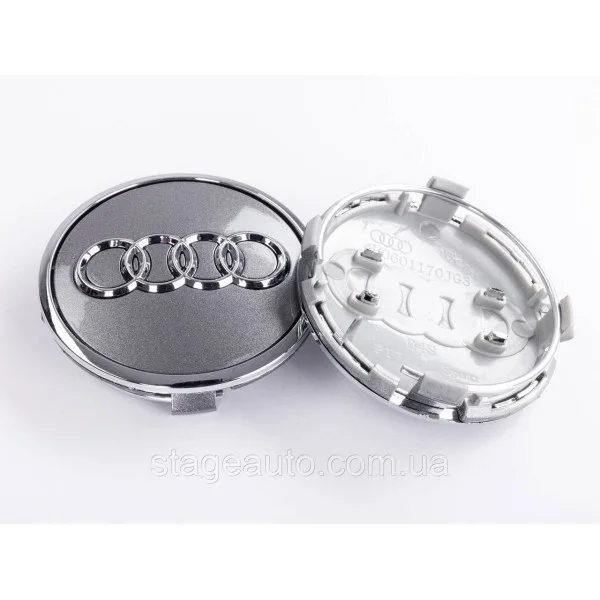 Ковпачок заглушка литі диски Audi Ауді 61 мм Сірий Хром обідок 8W0601170, 4M0601170