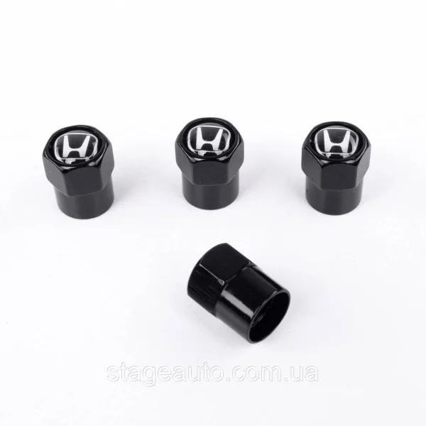 Захисні ковпачки на ніпеля золотники Honda Хонда 4 шт Чорні