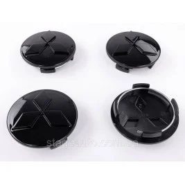 Caps plugs for alloy wheels MITSUBISHI Mitsubishi 60 mm Black gloss