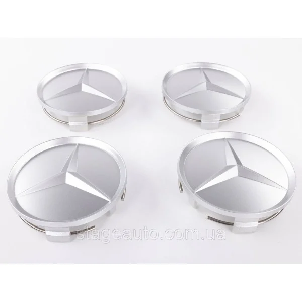 Caps plugs for alloy wheels Mercedes-Benz Mercedes 75 mm OLD Silver Matt