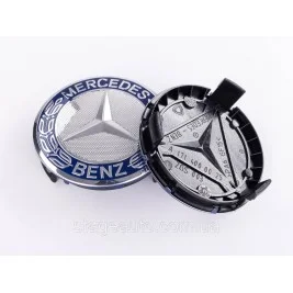 Plug caps in lithium wheels Mercedes Benz Mercedes 75 mm blue, chrome A1714000025