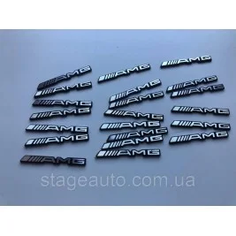3D-sticker aluminum AMG AMG on the steering wheel, audio speakers, Styling