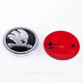Emblem badge on the hood, trunk Skoda Skoda 80mm Chrome, black