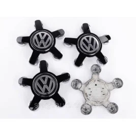 Caps for alloy wheels Audi with VW Volkswagen logo 135 mm star, black 4F0601165N set