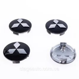 Caps plugs for alloy wheels MITSUBISHI Mitsubishi 60 mm Black, chrome