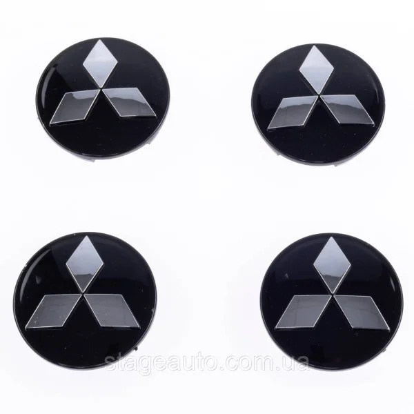 Caps plugs for alloy wheels MITSUBISHI Mitsubishi 60 mm Black, chrome