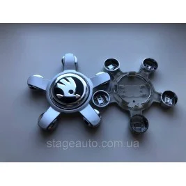 Caps with Skoda logo for Audi rims, 8R0601165, 8R0 601 165