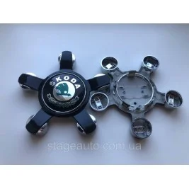 Caps with Skoda logo for Audi rims, 8R0601165, 8R0 601 165