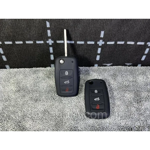 Силіконовий чохол для ключа Seat VAG VW (силіконовий чохол для ключа Сеат) 3 кнопки Чорний