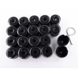 VW Volkswagen Bolt Caps 19mm, Black. Set of 20 Touareg Transporter, Nut Caps