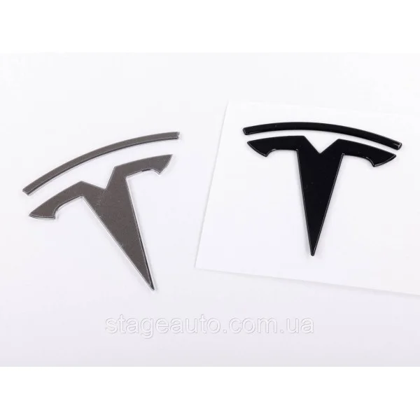 Эмблема TESLA  80х77 мм значок, наклейка, логотип на капот крышки багажника Тесла черный