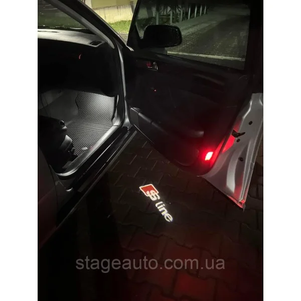 Проектор підсвічування логотипу для дверей Audi Ауді S-line Логотип + Напис A3 A4 A5 A6 A7 A8 Q7 Q5 Q3