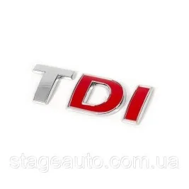 Емблема наклейка на кришку багажника TDI VW Фольцваген 72x25 мм червона + хром