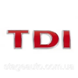 Емблема наклейка на кришку багажника TDI VW Фольцваген 72x25 мм Червона