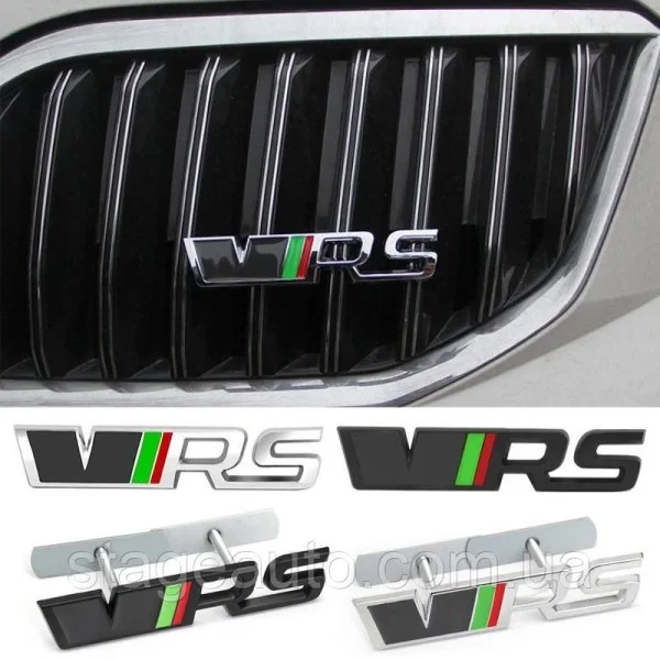 Емблема VRS на решітку радіатора Skoda чорний + зелений