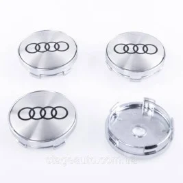 Колпачки заглушки на литые диски Audi Ауди 60 мм Серый Хром