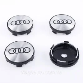 Колпачки заглушки на литые диски Audi Ауди 60 мм Серый + Черный