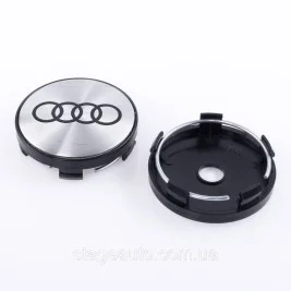 Колпачки заглушки на литые диски Audi Ауди 60 мм Серый + Черный