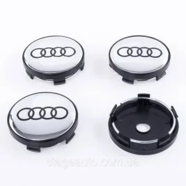 Колпачки заглушки на литые диски Audi Ауди 60 мм Хром + Черный