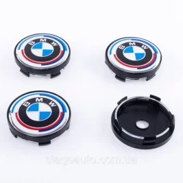 Колпачки заглушки на литые диски BMW БМВ 60 мм юбилейные 50 лет Motorsport