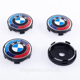Колпачки заглушки на литые диски BMW БМВ 60 мм юбилейные 50 лет Motorsport