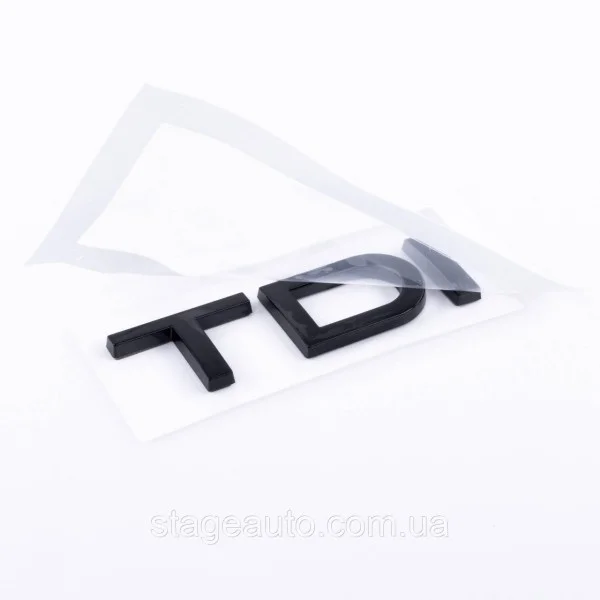 Emblem, nameplate, sticker inscription TDI in black, on the trunk lid Audi Audi