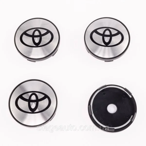 Колпачки заглушки на литые диски Toyota Тойота 60 мм Серый + Черный