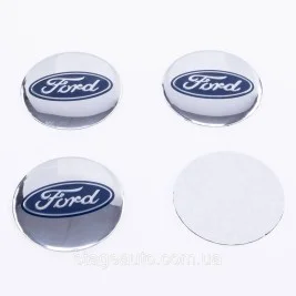 Наклейки на колпачки заглушки в диски Ford Форд 56 мм Хром 4 шт