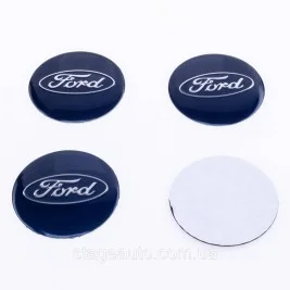 Наклейки на колпачки заглушки в диски Ford Форд 56 мм Синие 4 шт