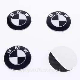 Наклейки на колпачки заглушки в диски BMW БМВ 56 мм Черно белые 4 шт