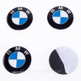 Наклейки на колпачки заглушки в диски BMW БМВ 56 мм Бело синие 4 шт