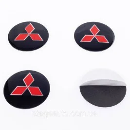 Stickers for caps plugs in disks Mitsubishi Mitsubishi 56 mm Black 4 pcs