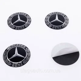 Stickers for caps plugs in disks Mercedes Benz Mercedes 56 mm Black 4 pcs