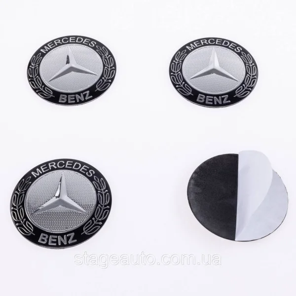 Наклеювання на ковпачки заглушки в диски Mercedes Benz Мерседес 56 мм Сріблясті 4 шт